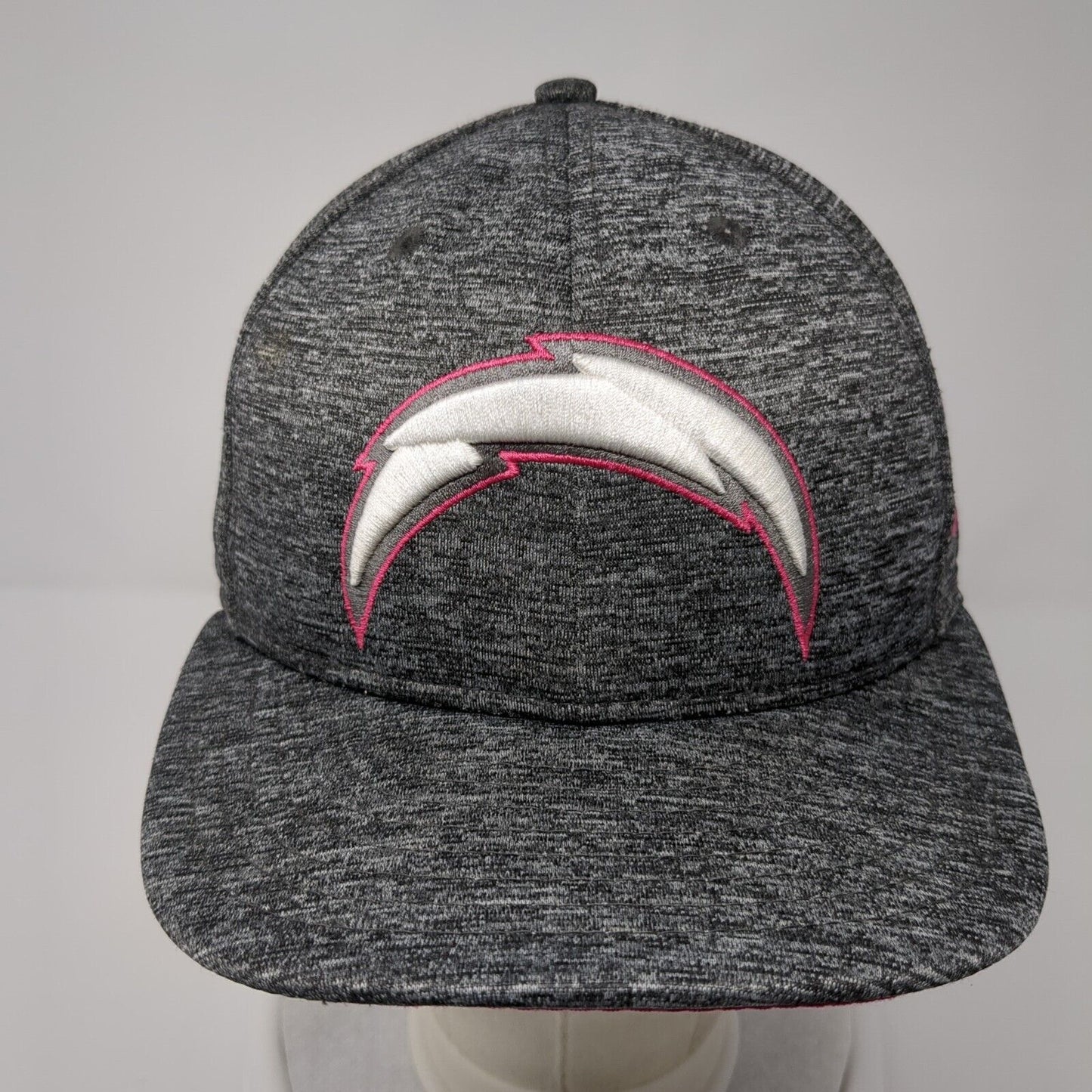 San Diego Chargers Fitted Hat Gray 7 3/8 Breast Cancer NFL New Era 59Fifty