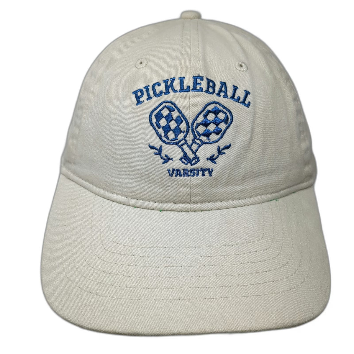 Beige Baseball Cap One Size Pickleball Varsity Meet Me At The Court Green Hat