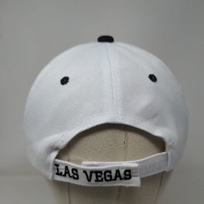 Las Vegas Strapback Hat White One Size Embroidered Vent Holes 6 Panel