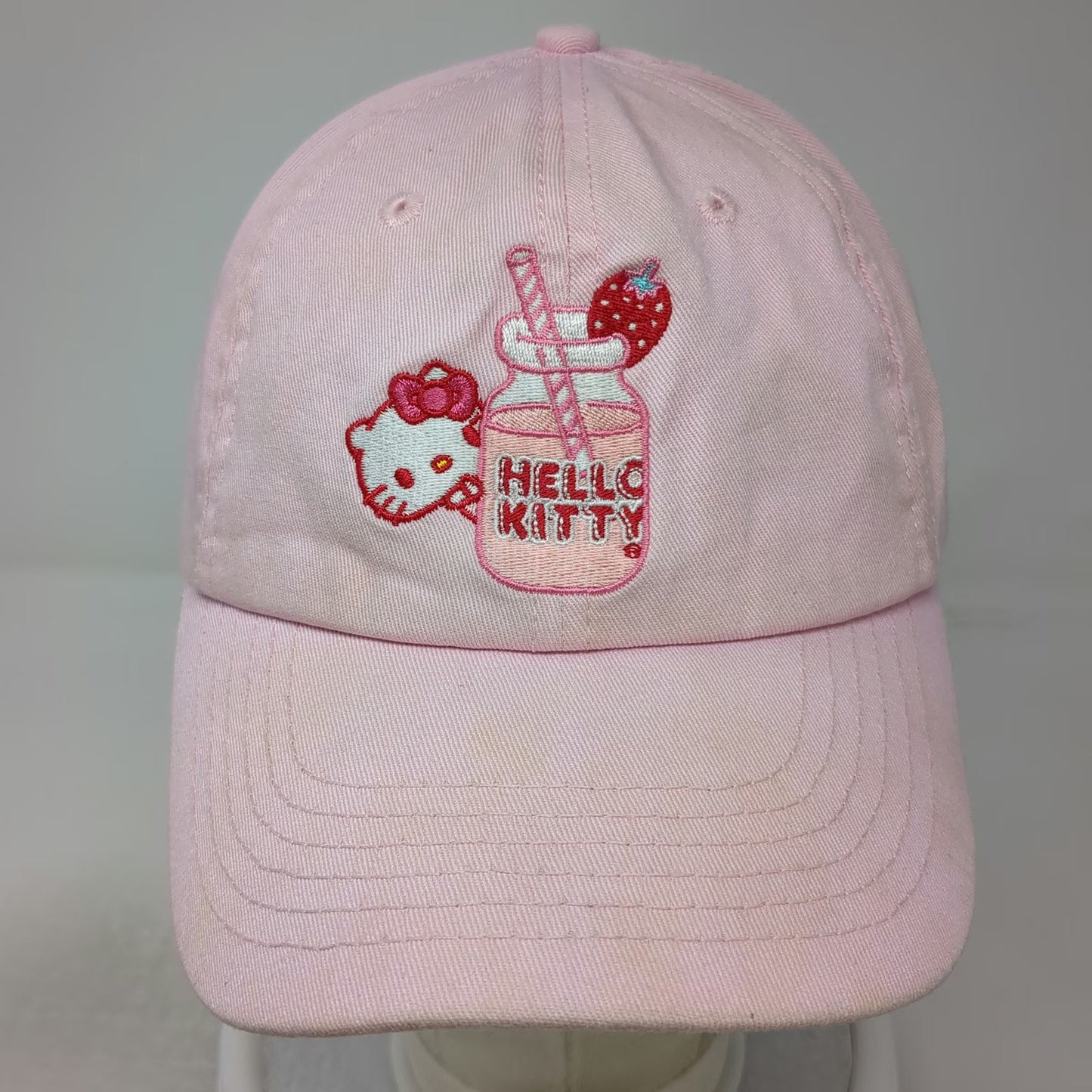 Sanrio Hello Kitty Strawberry Milk Pink Baseball Cap One Size Embroidered Hat