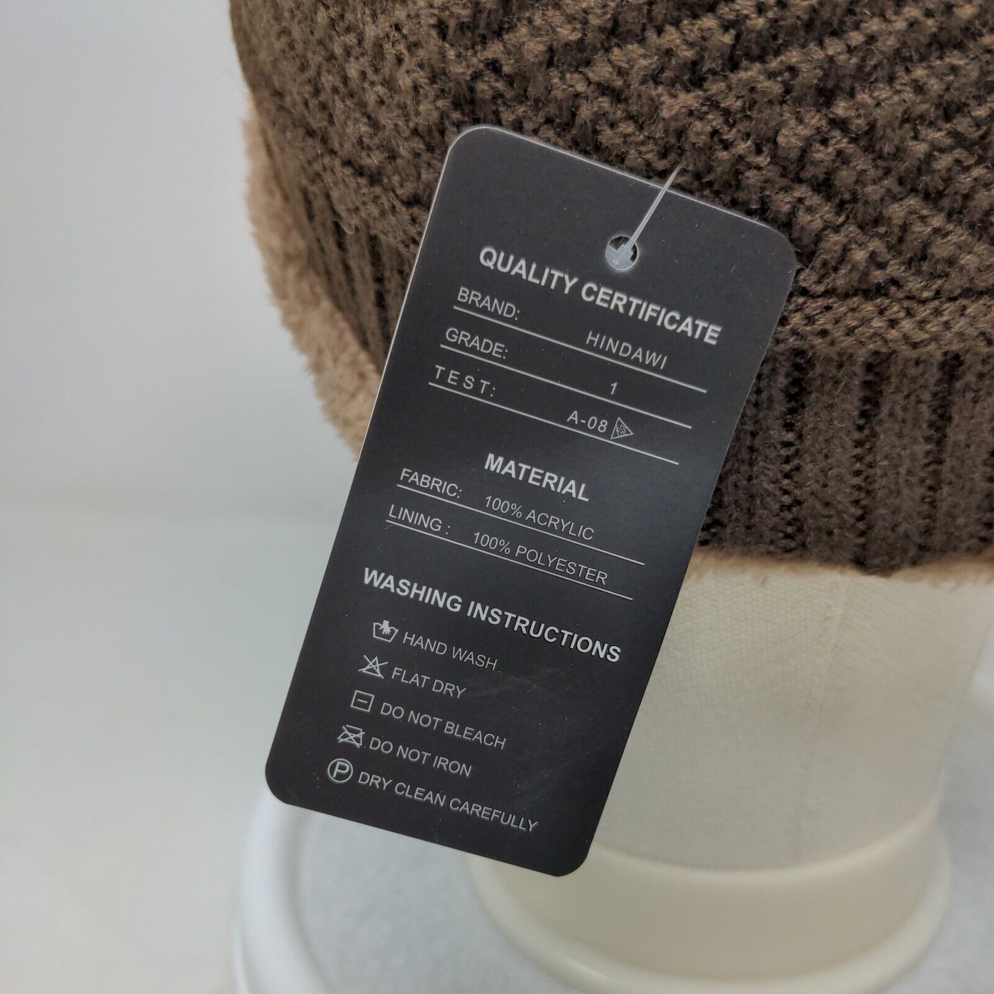 Hindawi Men's Knit Beanie Cap Hat Cable Knit Brown W/Tags 100% Acrylic