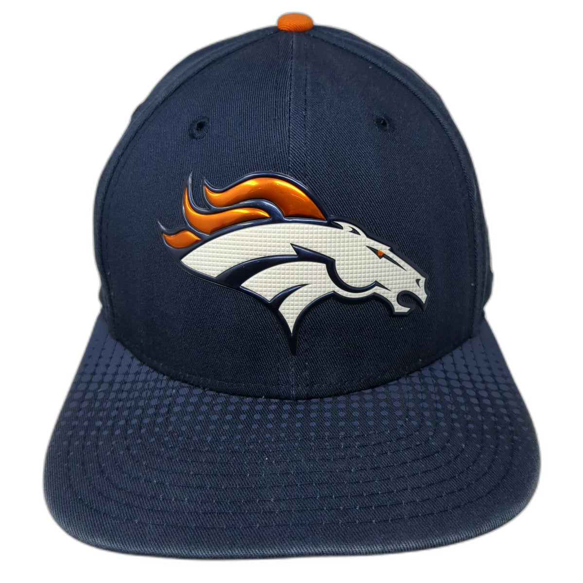 Denver Broncos NFL New Era Hat Blue OS 9FIFTY Snapback Textured Brim Orange