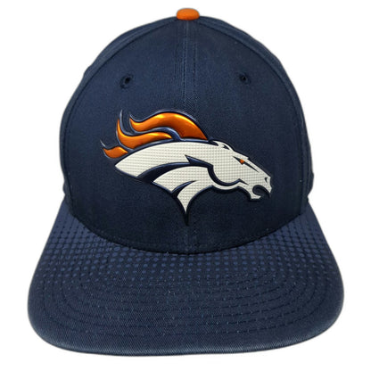 Denver Broncos NFL New Era Hat Blue OS 9FIFTY Snapback Textured Brim Orange