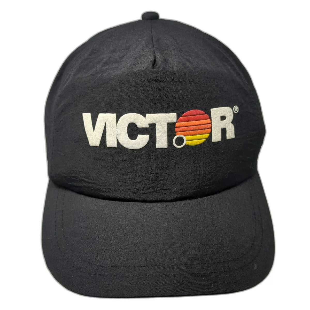Victor Logo 5 Panel Hat Black One Size Nylon Snapback Sunset Graphic Embroidered