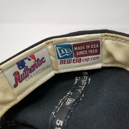 New Era Cap Black Blue 7 3/8 Mets World Series Side Patch Wool Hat Vintage 2000