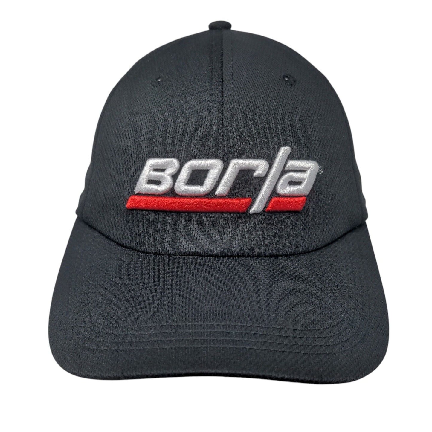 Borja Strapback Hat Black OSFA Adjustable Embroidered 6 Panel Polyester