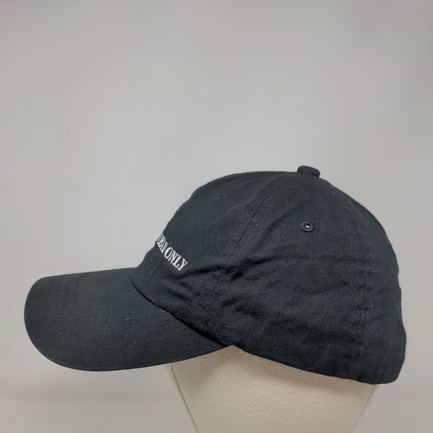 For Use On Head Only Slideback Hat Black One Size Embroidered 6 Panel