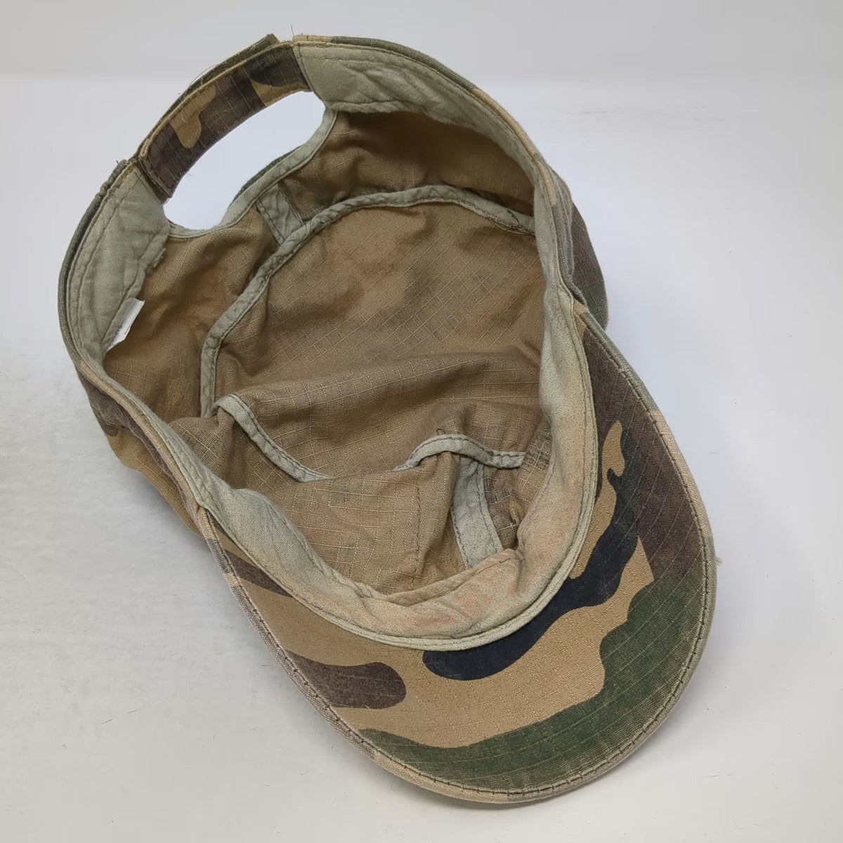 D&Y Army Cap Green Camo One Size Distressed Ripstop Side Pocket Strapback Hat