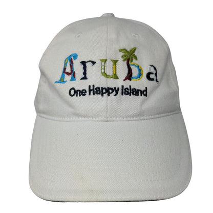 Aruba One Happy Island Slideback Hat Cream Adjustable Embroidered Logo