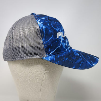 Plano Trucker Hat Blue Gray One Size Mesh Back Water Pattern Fishing Snapback