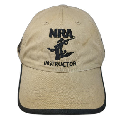 NRA Instructor Baseball Cap Beige One Size Strapback Shooting Training Flag Hat