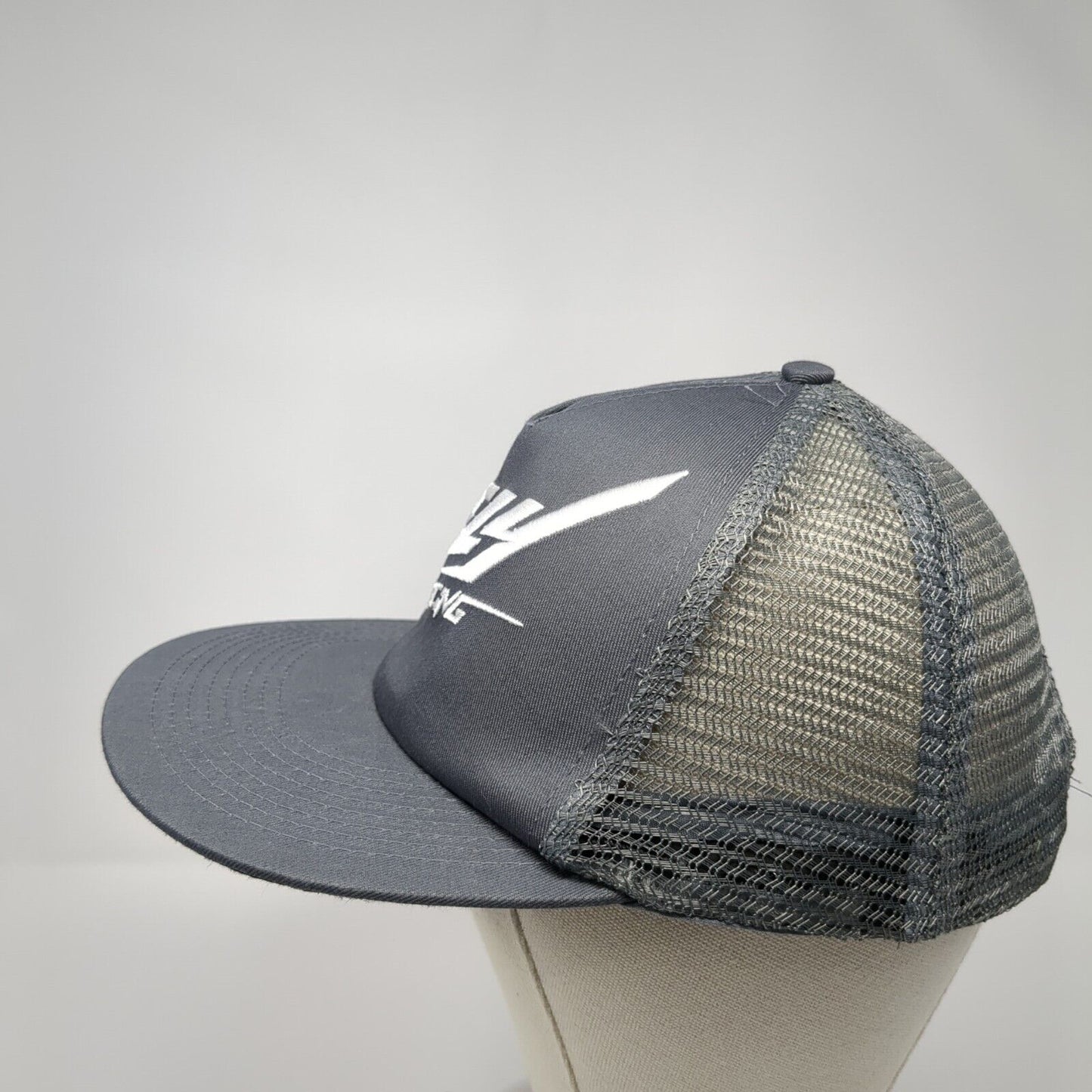 Fly Racing Snapback Mesh Back Trucker Hat Gray One Size Embroidered