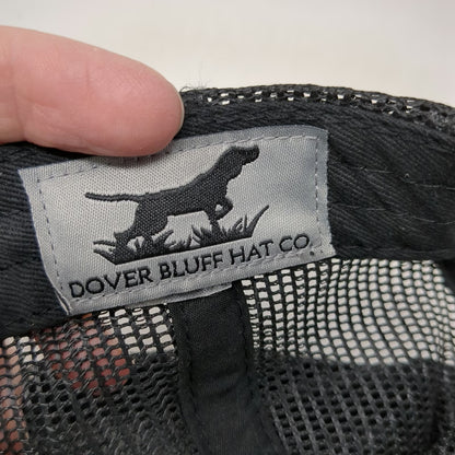 Dover Bluff Hat Co Trucker Hat Black One Size Mesh Back Leather Patch Hook Logo