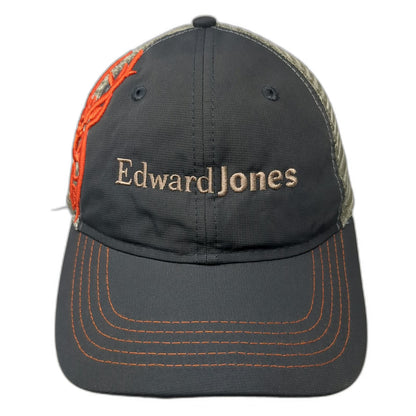 DRI-DUCK Baseball Cap Gray One Size Mesh Edward Jones Orange Antlers Hat Stitch