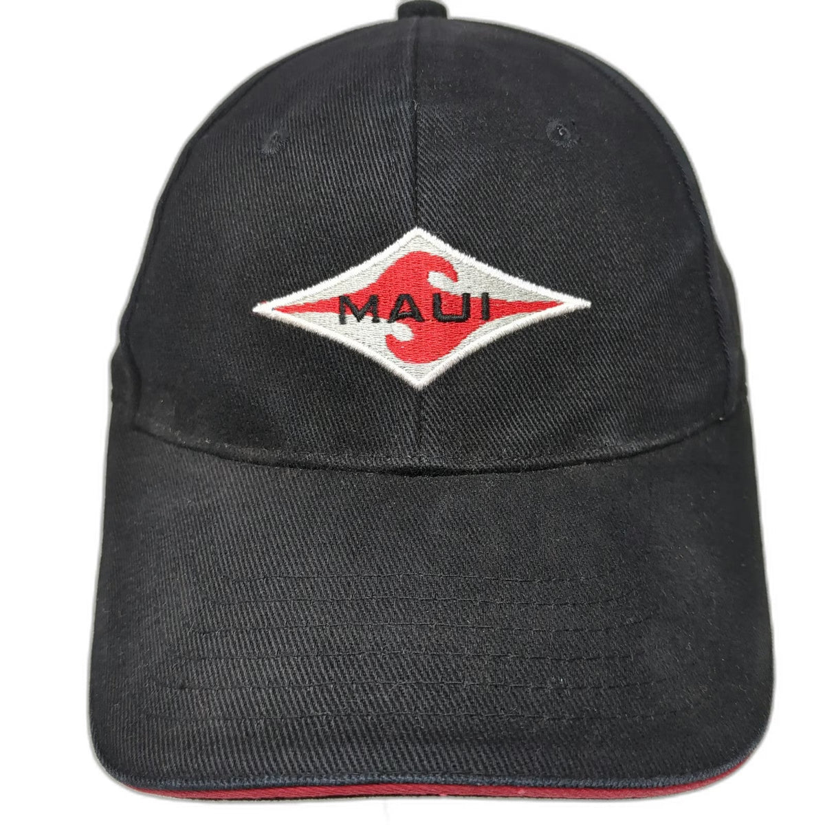 Surfware Baseball Cap Black One Size Maui Hawaii Diamond Logo Red Trim Hat