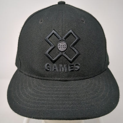 New Era X Games Snapback Black One Size Hat 9FIFTY Flat Brim Embroidered Globe