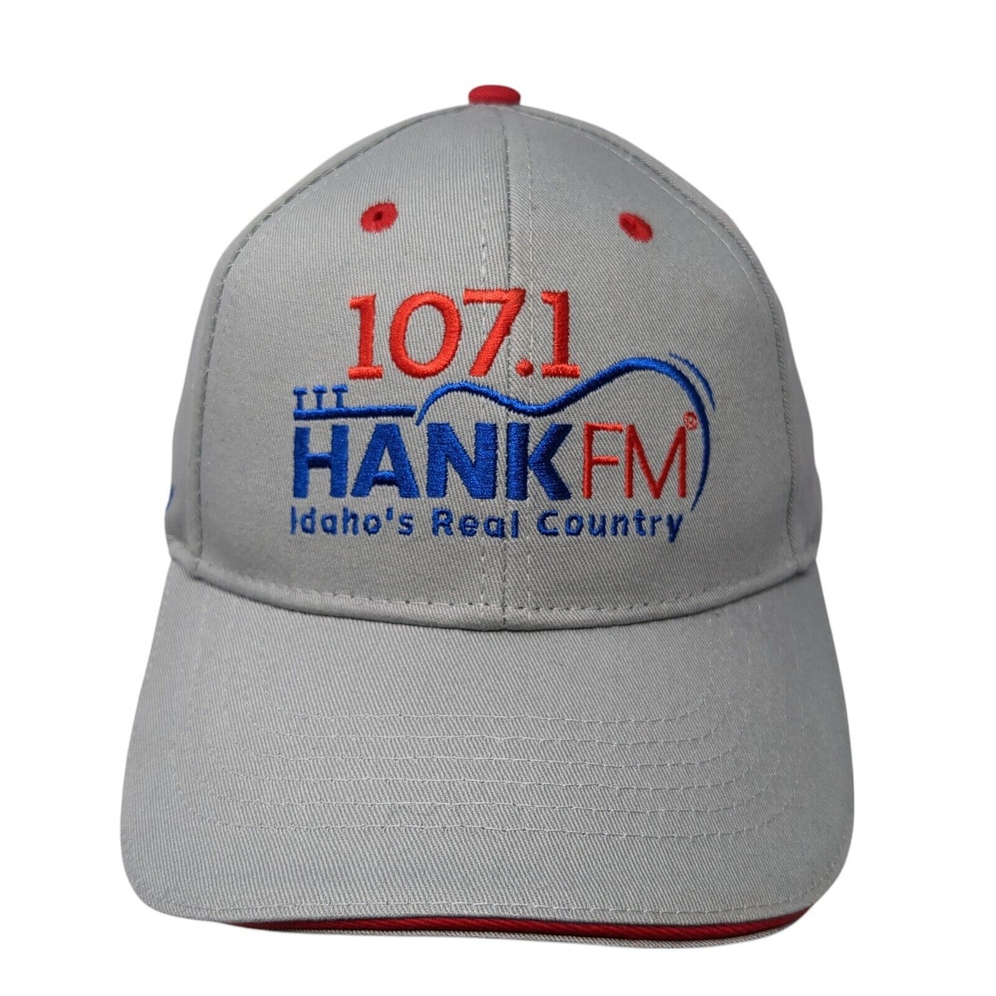 107.1 Hank FM Idaho's Real Country Strapback Hat Gray OS Adjustable Embroidered