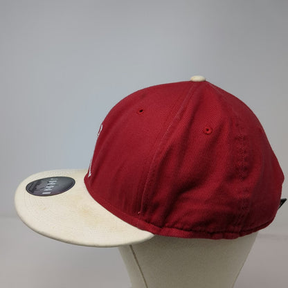 Jordan Snapback Red One Size Hat Jumpman Logo Embroidered Cotton White Flat Brim