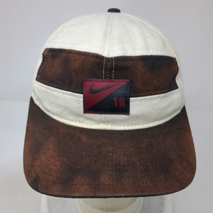 Nike Baseball Cap Hat One Size Beige Brown Golf 18 Patch Strapback Green Brim