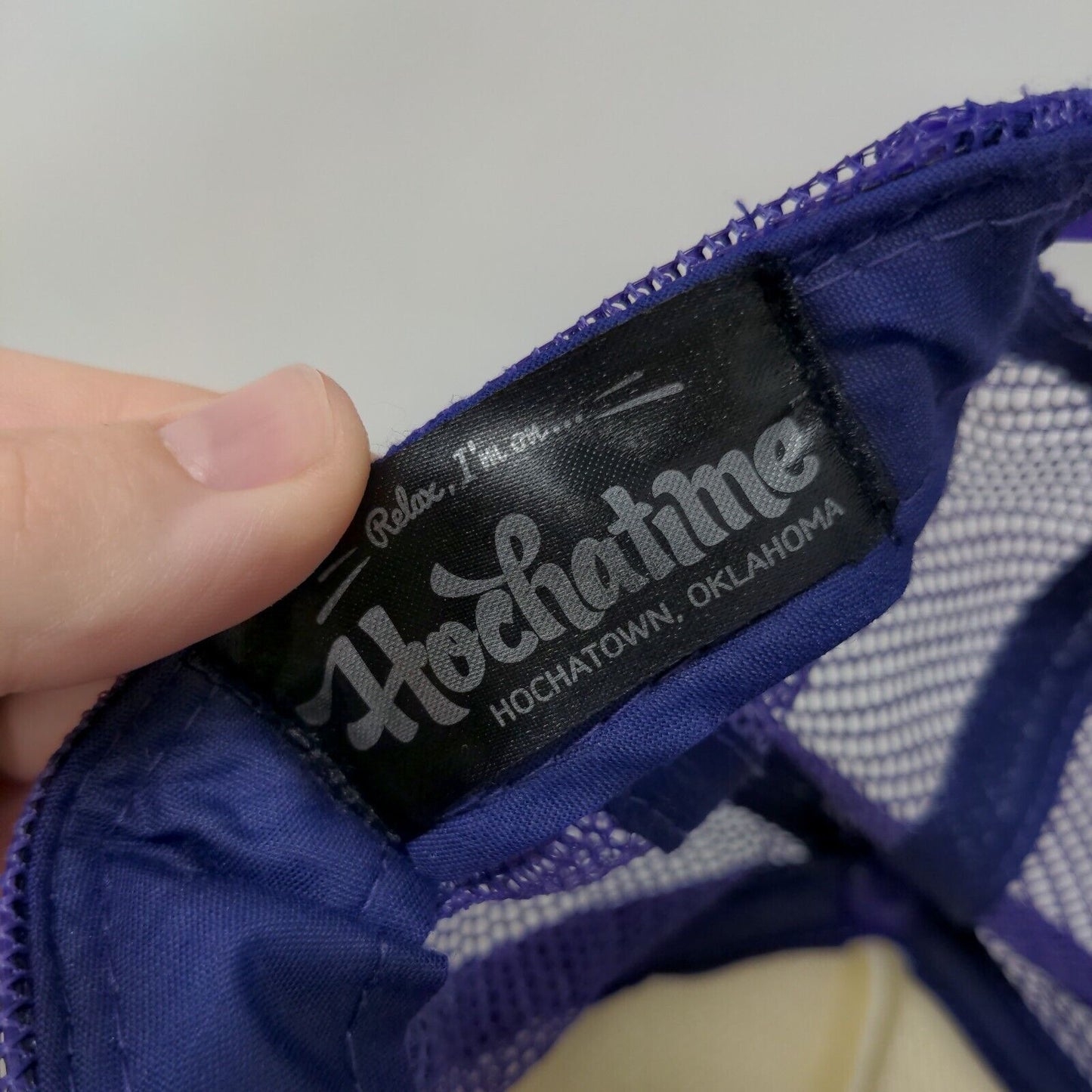 Relax I'm On Hochatime Oklahoma Snapback Trucker Hat Purple One Size Mesh Back