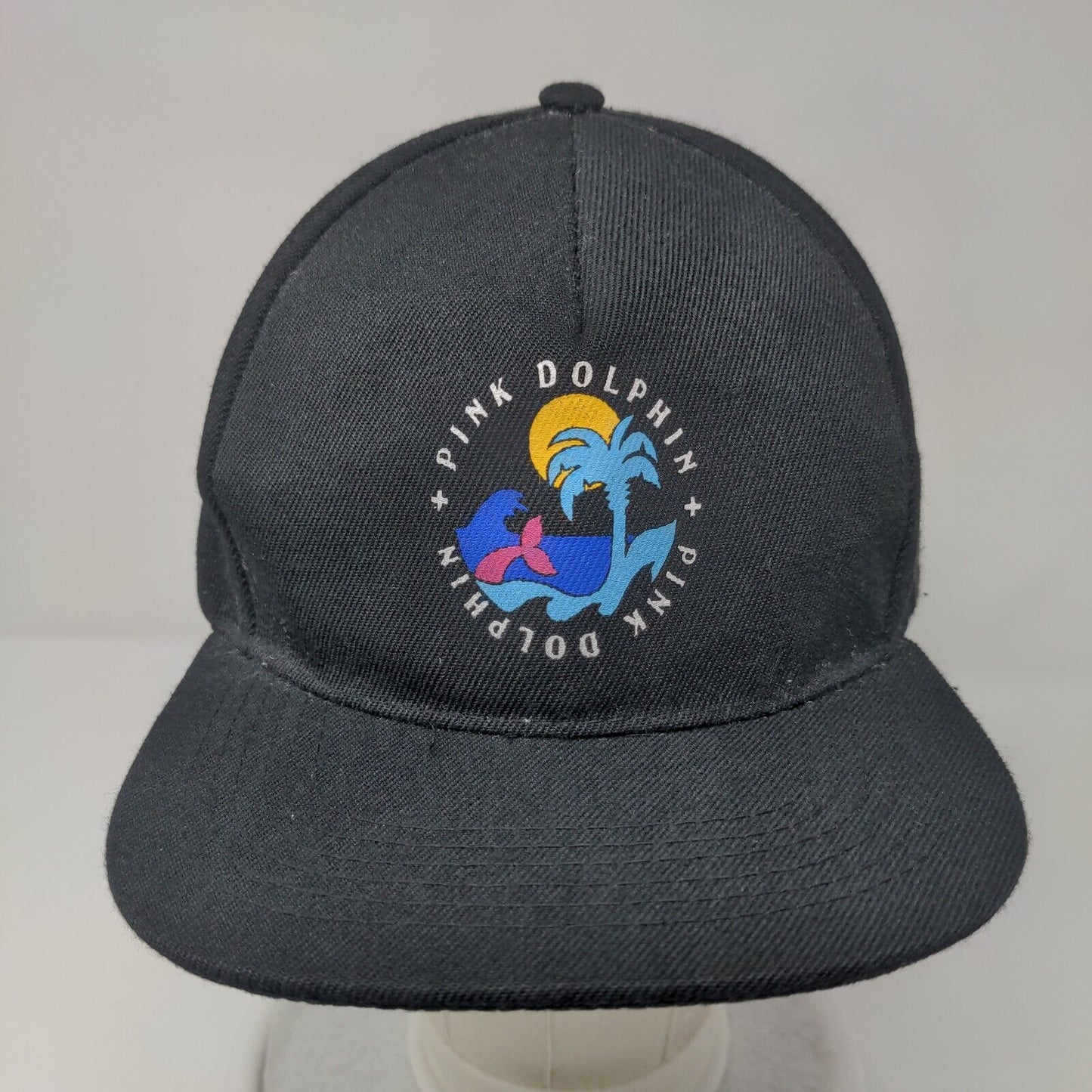 Pink Dolphin Snapback Hat Black OSFA Adjustable Solid Outdoor