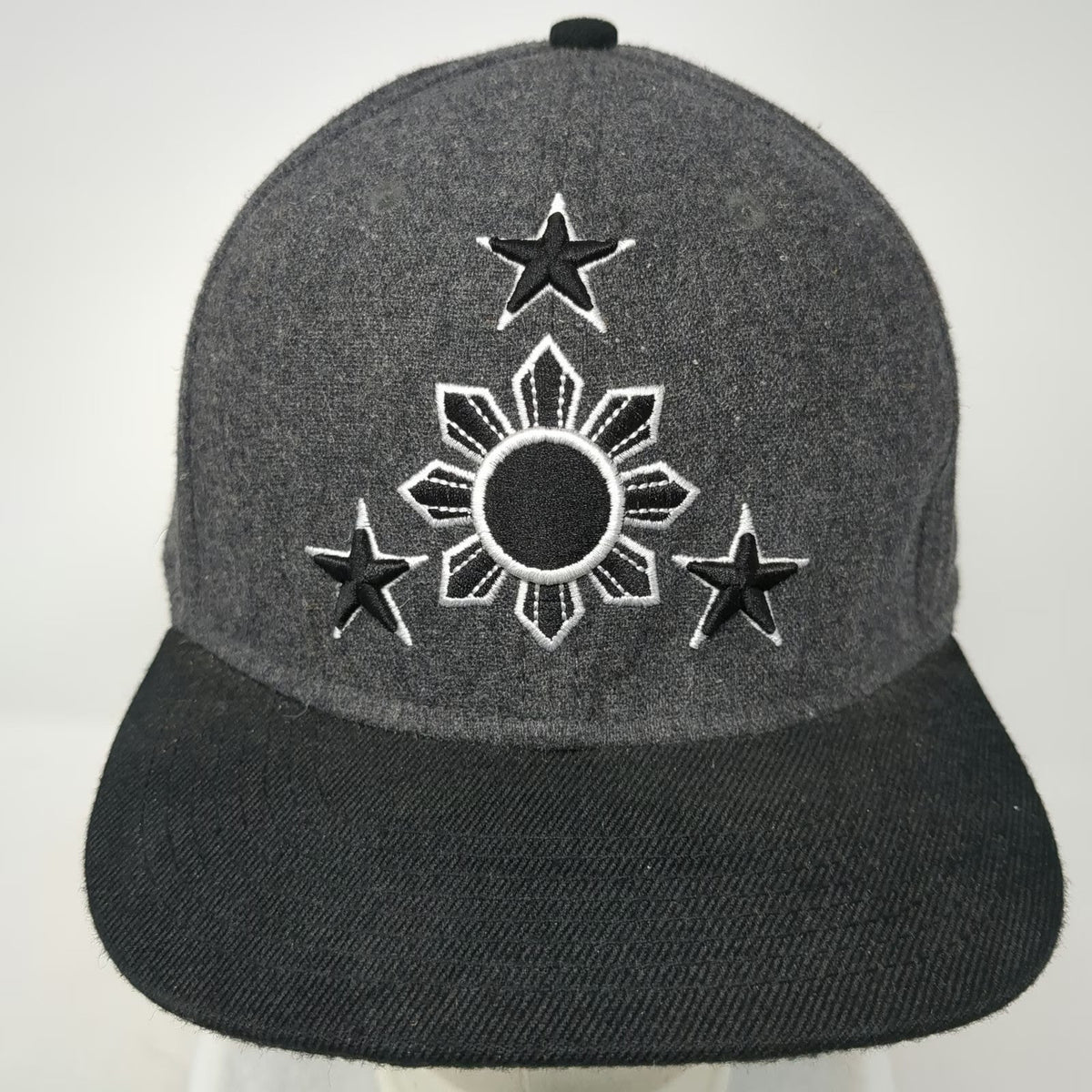 Flip Squad Snapback Hat Gray One Size Philippines Sun Stars 100% Wool Black PF