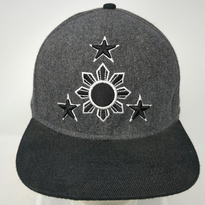 Flip Squad Snapback Hat Gray One Size Philippines Sun Stars 100% Wool Black PF