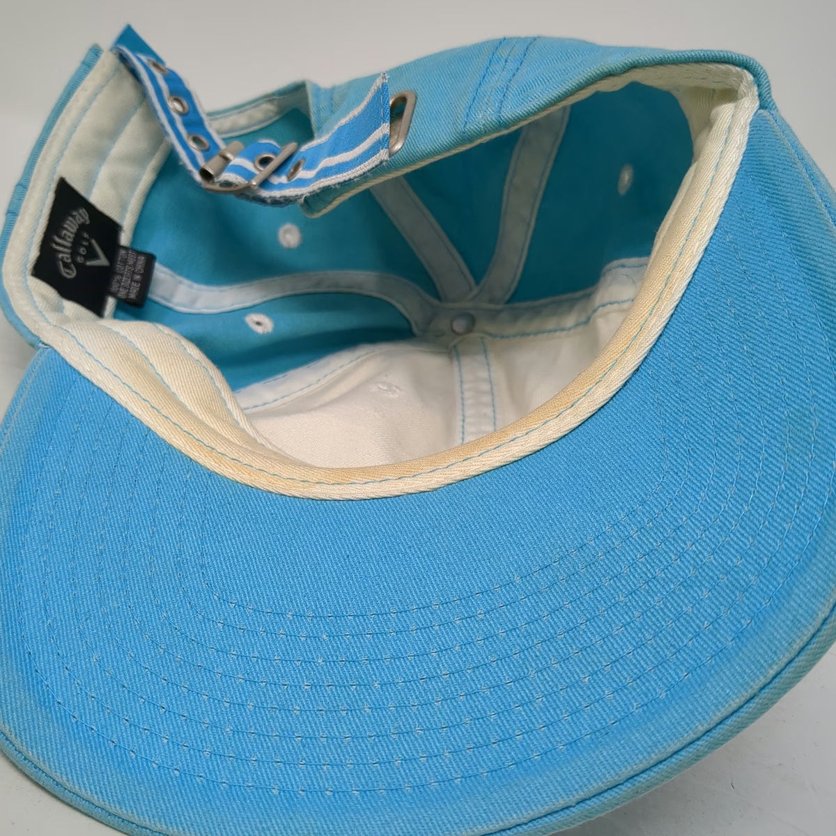 Callaway Golf Baseball Cap Blue White One Size Strapback Embroidered Grommet Hat
