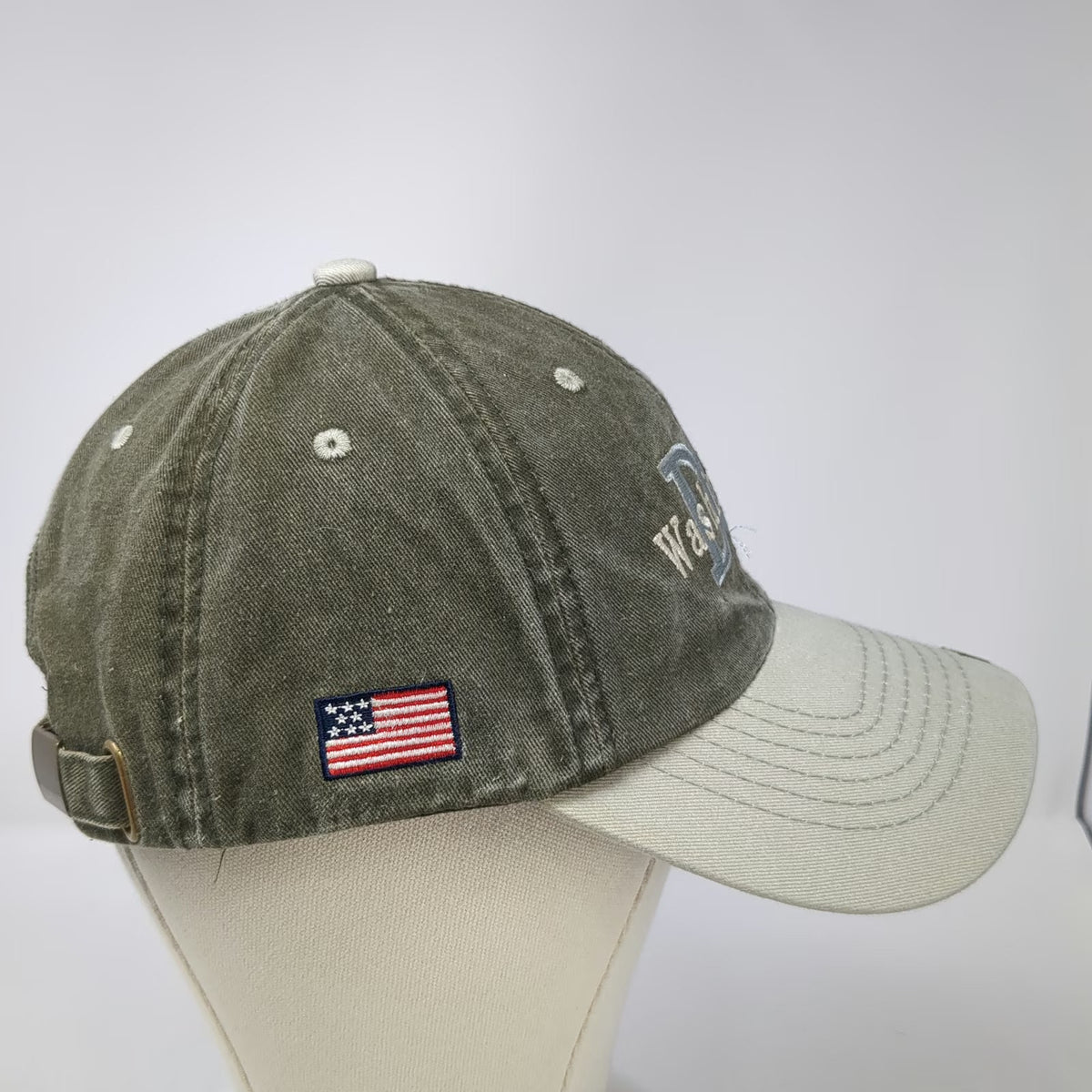 I Love DC Baseball Cap Green Beige One Size Washington DC USA Flag Souvenir Hat