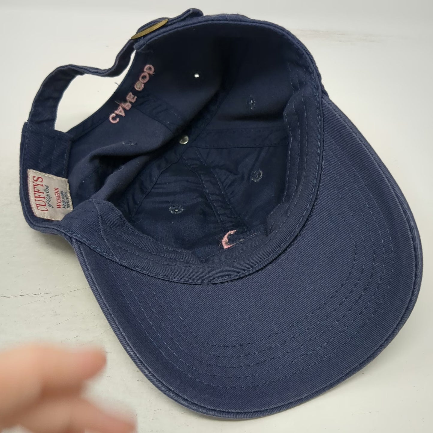 Cuffys Baseball Cap Blue Pink Womens Cape Cod Embroidered Cotton Slideback Hat