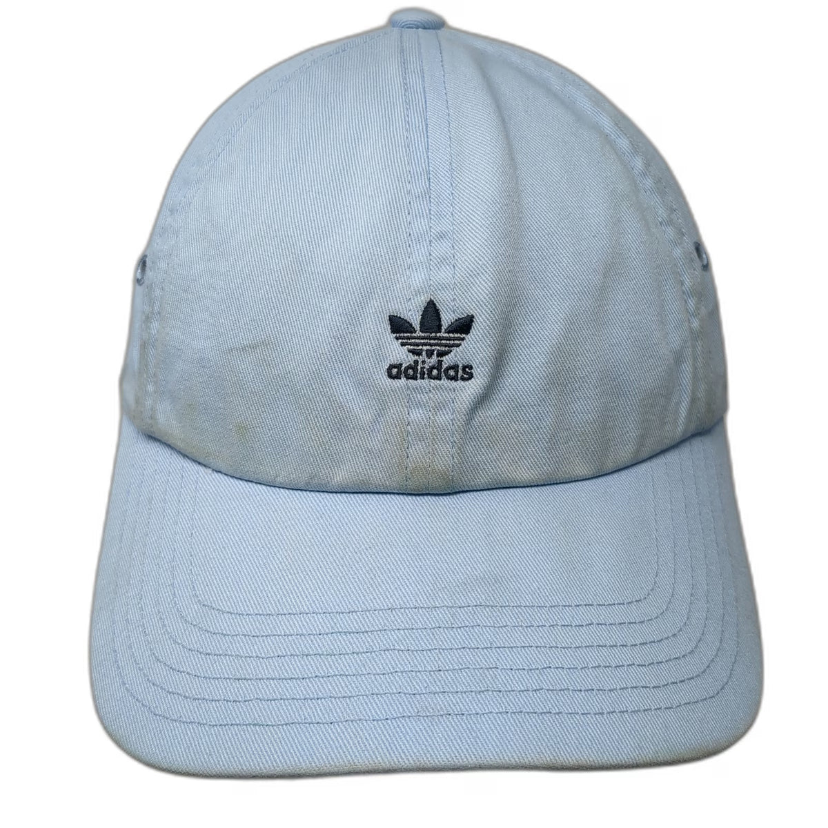 Adidas Baseball Cap Blue One Size Trefoil Embroidered Logo Slideback Cotton Hat