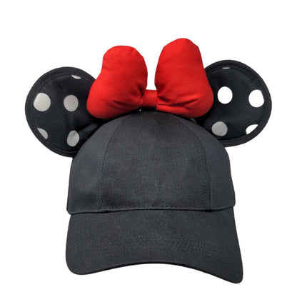 Minnie Mouse Adult Snapback Hat Black 57-60cm Polka Dot Ears Bow Disney Parks