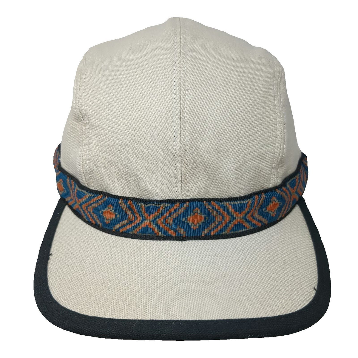 KAVU 5 Panel Beige M Strapback Woven Outdoor Hat Canvas Seattle USA Vintage