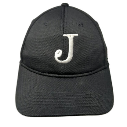 MLB OC Sports Baseball Cap Black OSFM Strapback Embroidered Letter J Hat Mesh