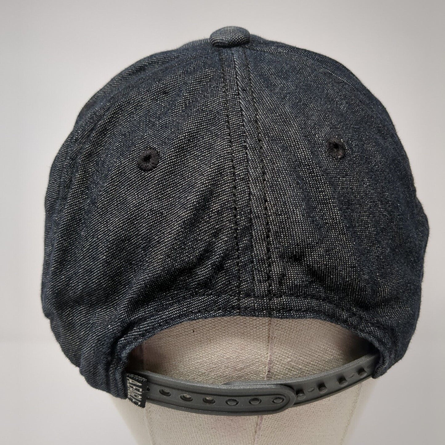 American Eagle Outfitters Snapback Hat Black OS Adjustable Leather Patch 6 Panel