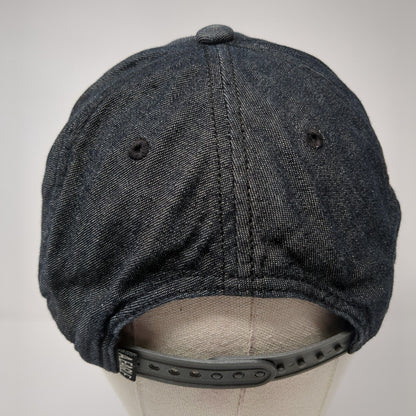 American Eagle Outfitters Snapback Hat Black OS Adjustable Leather Patch 6 Panel