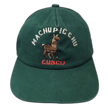 5 Panel Green One Size Machu Picchu Cusco Peru Llama Snapback Hat Made In USA