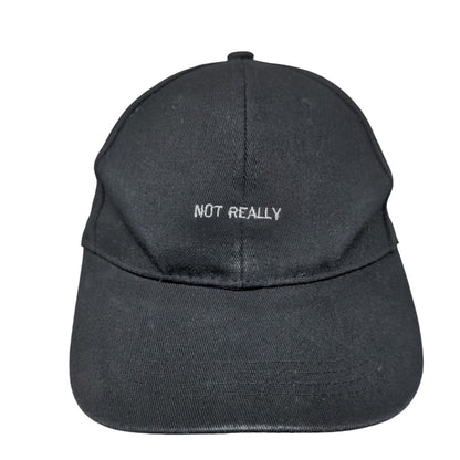 Not Really Slideback Hat Black One Size Adjustable Solid Vent Holes