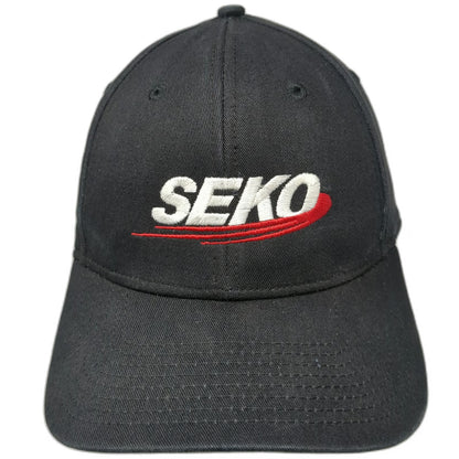 New Era SEKO Logistics Baseball Cap Black White Red OSFM 9FORTY Strapback Hat