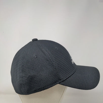 Adidas 3 Stripes Fitted Hat Black L/XL Embroidered 6 Panel Vent Holes
