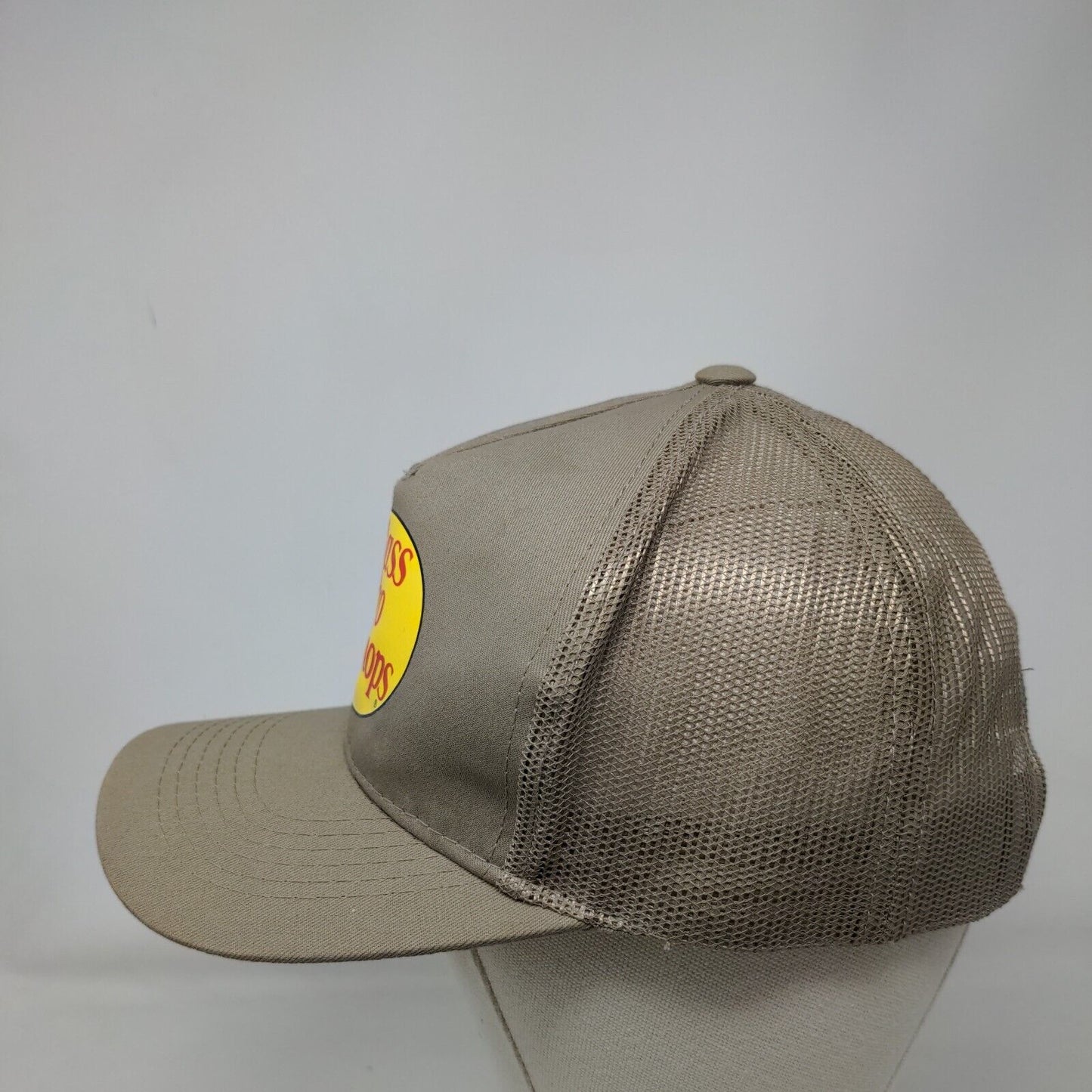 Bass Pro Shops Snapback Trucker Hat Tan OSFM Mesh Back Solid Gone Fishing