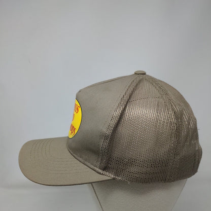 Bass Pro Shops Snapback Trucker Hat Tan OSFM Mesh Back Solid Gone Fishing