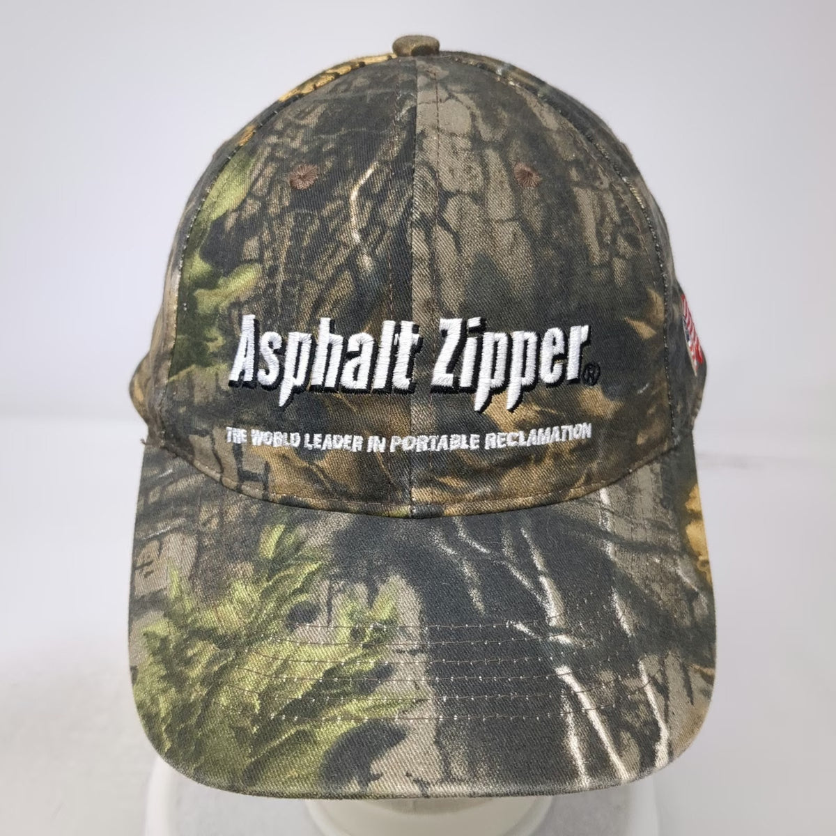 Asphalt Zipper Baseball Cap Green Camo One Size American Flag Strapback Hat Logo