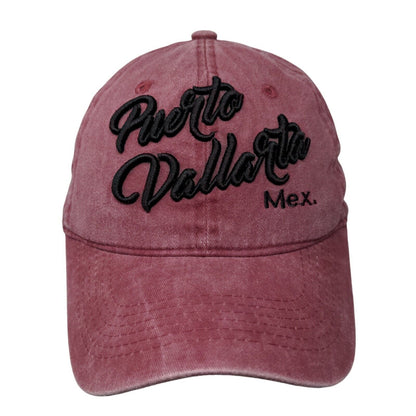 Puerto Vallarta Mex Slideback Hat Red One Size Adjustable Embroidered Cotton
