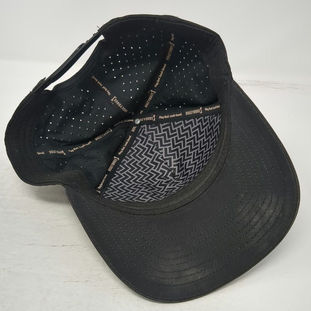 Bogey Bros Trucker Hat Black One Size Performance Laser Cut Golf Snapback Cap