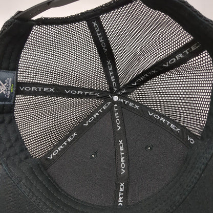 Vortex Snapback Trucker Hat Black OSFM Adjustable Mesh Back Vented Holes