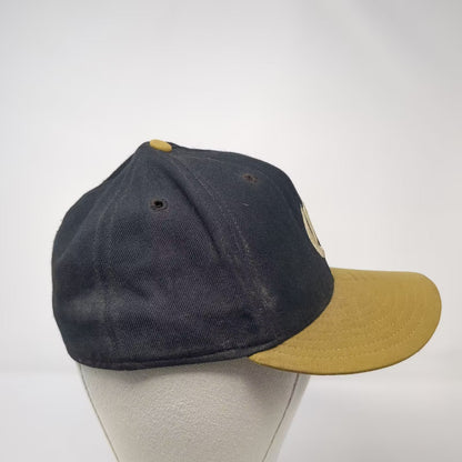 New Era Baseball Cap Black Gold 7 7/8 Wool Fitted Hat 5950 Pro Model USA Made