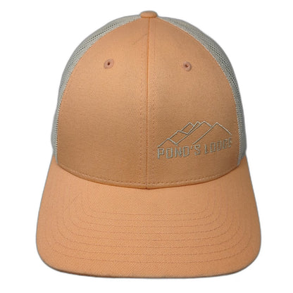 Richardson Trucker Hat Orange Beige L Mesh Back Ponds Lodge Mountain Snapback