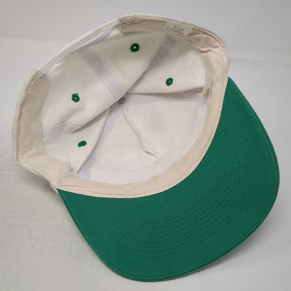 T.I. 5 Panel White Green One Size Snapback Hat Carteret Elks Lodge 2235 BPOE