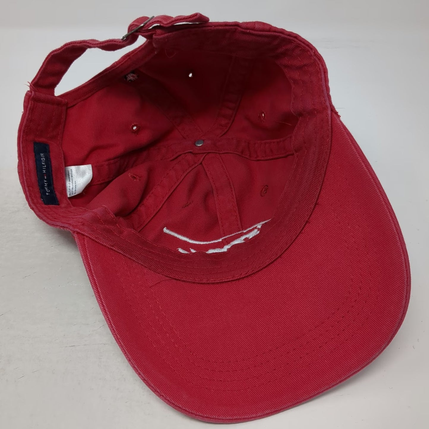 Tommy Hilfiger Baseball Cap Red One Size Script Logo Slideback Adjustable Hat